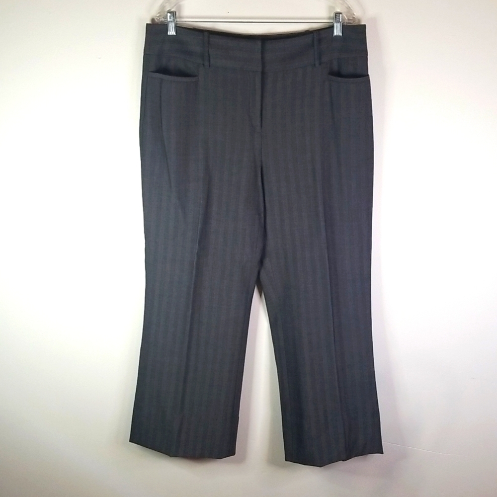 Apostrophe Women's Gray Pinstripe Herringbone Trouser Pants Size 16W